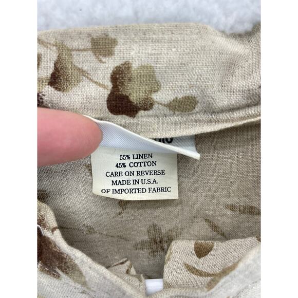 Vintage Cotton Studio Linen Shirt Men’s S Beige Button Up Made in USA Casual - Picture 4 of 7
